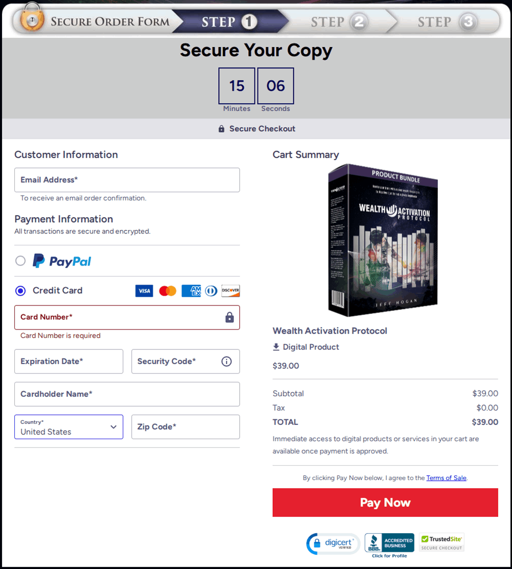 Wealth Activation Protocol Checkout